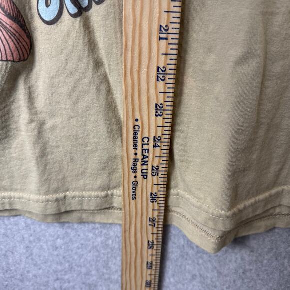 Tree Hugger Cotton T-Shirt Womens Mushrooms Graphic Boho Hippie Good Vibes Tan - Picture 5 of 7